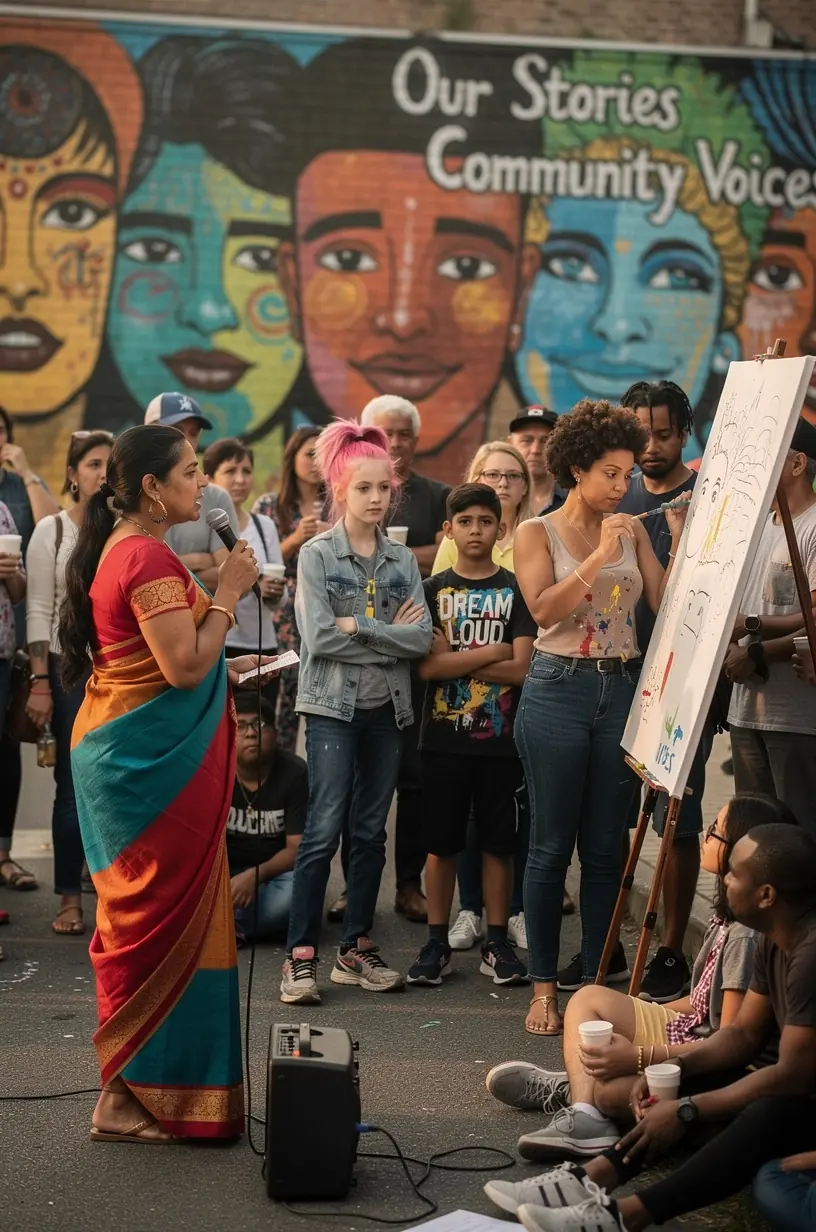 Engaging community storytelling in vibrant public spaces.